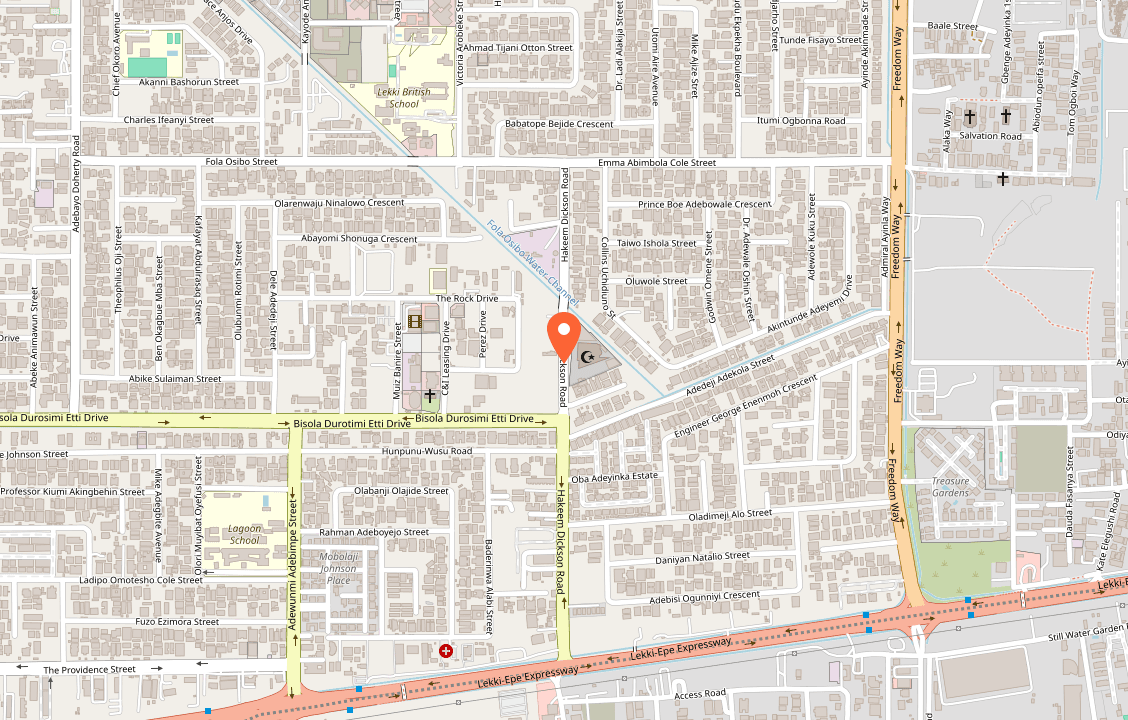 Map of Hakeem Dickson Road, Lekki, with Halo Lagos marked